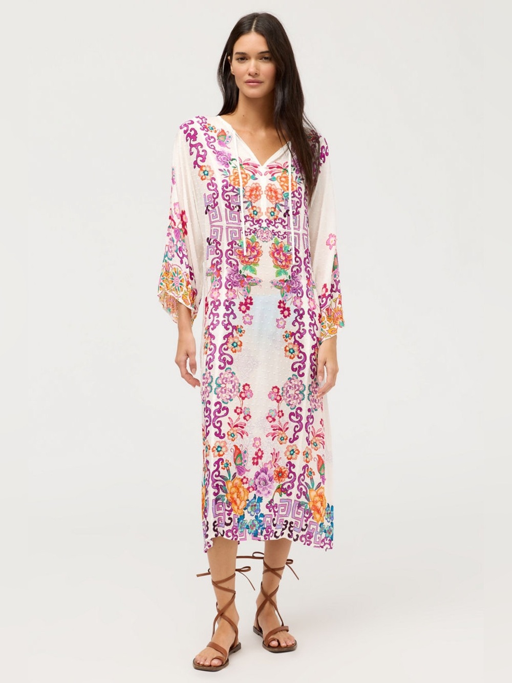 NWT Johnny Was Roseum Averi Floral Kaftan Dress XL Resort Swim Cover Up